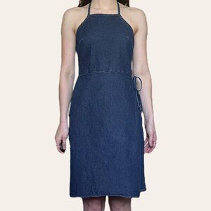 American Eagle high neck wrap front denim mini dress